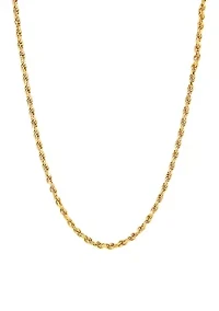 2.2 Millimeter Solid Rope Chain Necklace in Gold Over Sterling Silver