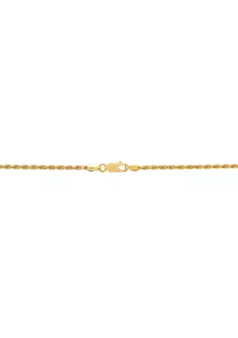 2.2 Millimeter Solid Rope Chain Necklace in Gold Over Sterling Silver