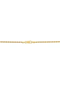 2.2 Millimeter Solid Rope Chain Necklace in Gold Over Sterling Silver