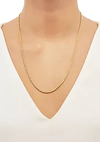 2.2 Millimeter Solid Rope Chain Necklace in Gold Over Sterling Silver