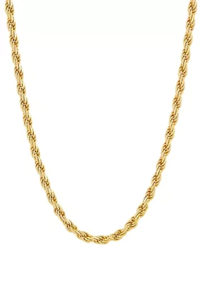 2.7 Millimeter Solid Rope Chain Necklace in Gold over Sterling Silver