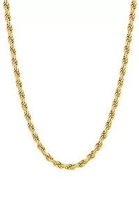2.7 Millimeter Solid Rope Chain Necklace in Gold over Sterling Silver