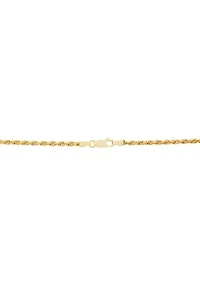 2.7 Millimeter Solid Rope Chain Necklace in Gold over Sterling Silver