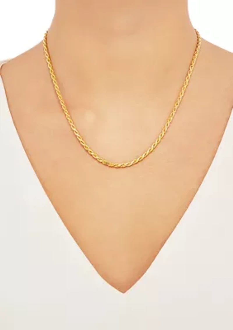 2.7 Millimeter Solid Rope Chain Necklace in Gold over Sterling Silver