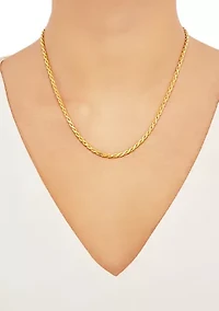 2.7 Millimeter Solid Rope Chain Necklace in Gold over Sterling Silver