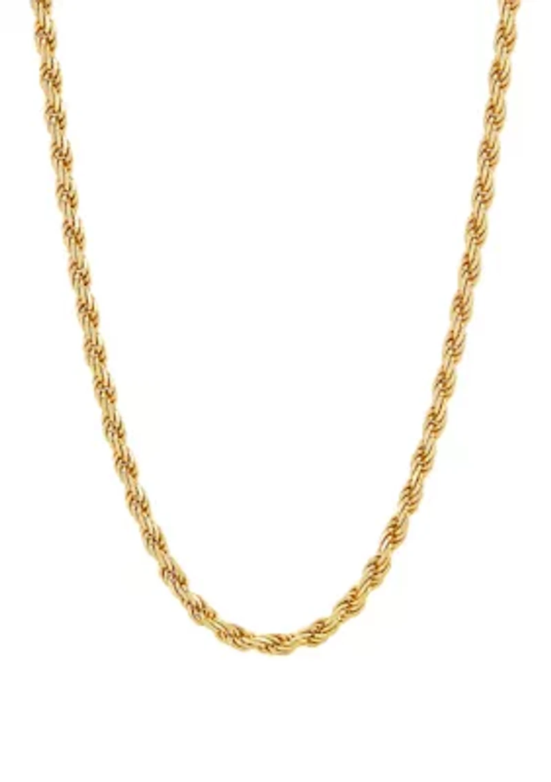 2.7 Millimeter Solid Rope Chain Necklace in Gold Over Sterling Silver