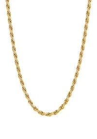 2.7 Millimeter Solid Rope Chain Necklace in Gold Over Sterling Silver