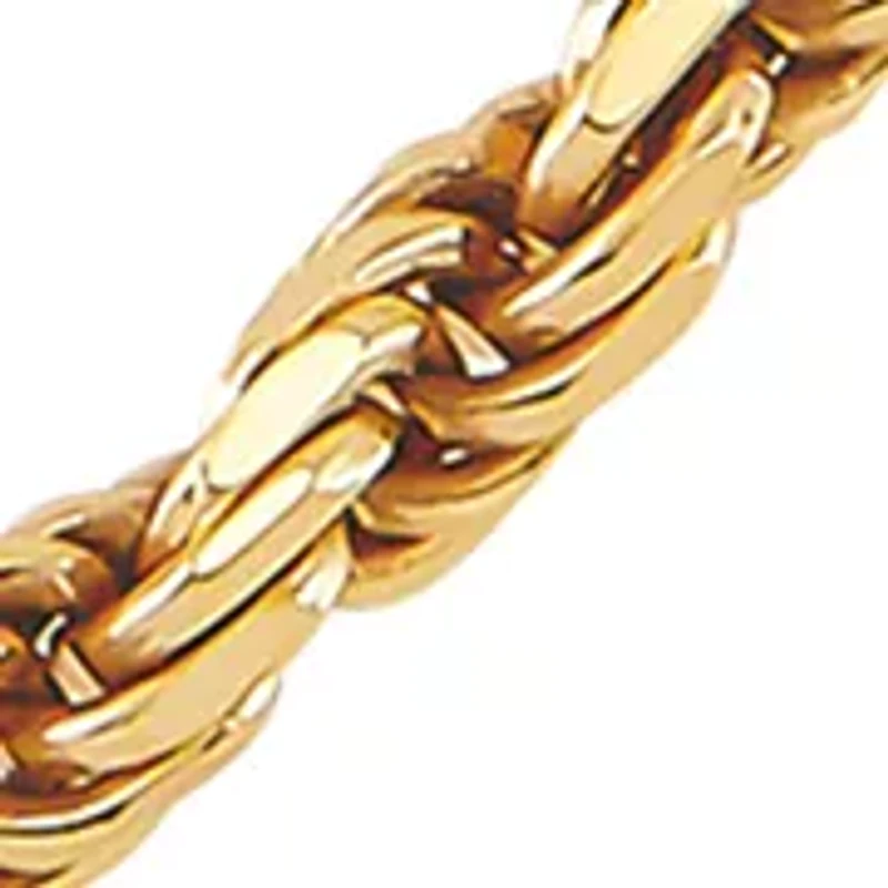 2.7 Millimeter Solid Rope Chain Bracelet in Gold Over Sterling Silver