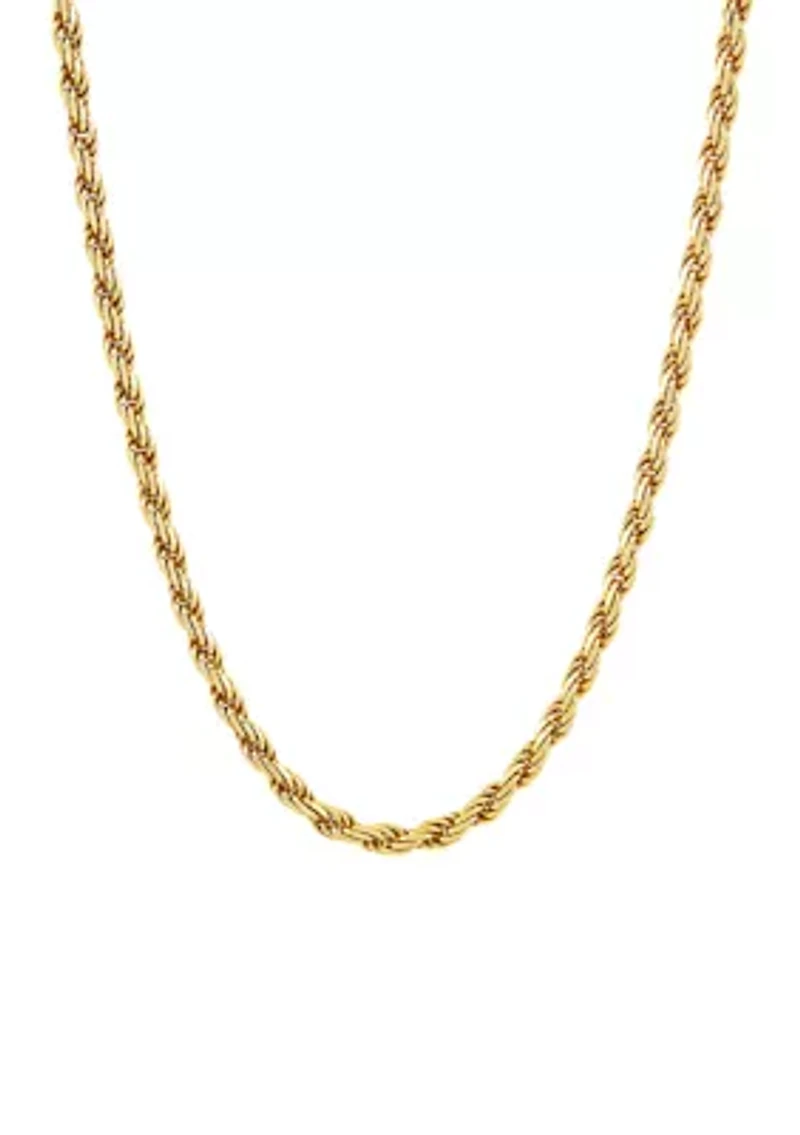 Millimeter Solid Rope Chain Necklace in Gold Over Sterling Silver