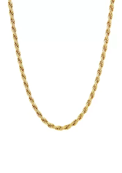 Millimeter Solid Rope Chain Necklace in Gold Over Sterling Silver