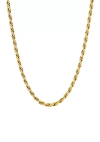 Millimeter Solid Rope Chain Necklace in Gold Over Sterling Silver