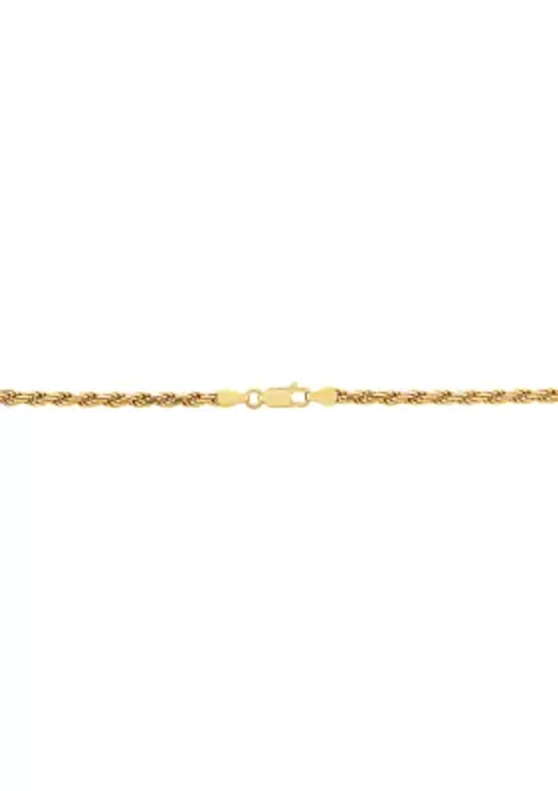Millimeter Solid Rope Chain Necklace in Gold Over Sterling Silver