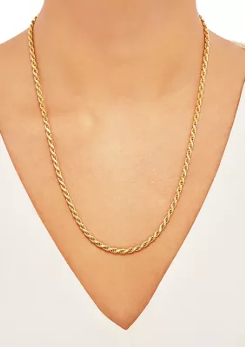 Millimeter Solid Rope Chain Necklace in Gold Over Sterling Silver