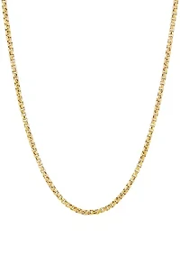 2 Millimeter Solid Round Box Chain Necklace in Gold Over Sterling Silver