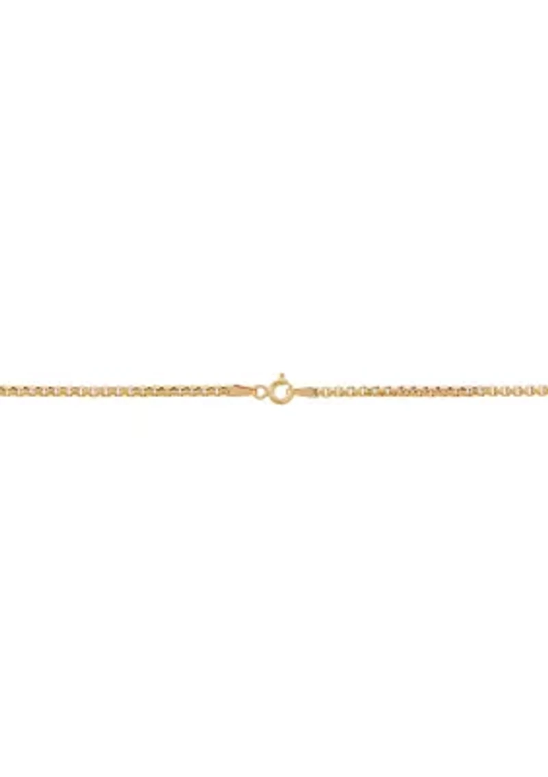 2 Millimeter Solid Round Box Chain Necklace in Gold Over Sterling Silver