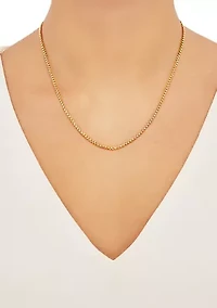 2 Millimeter Solid Round Box Chain Necklace in Gold Over Sterling Silver