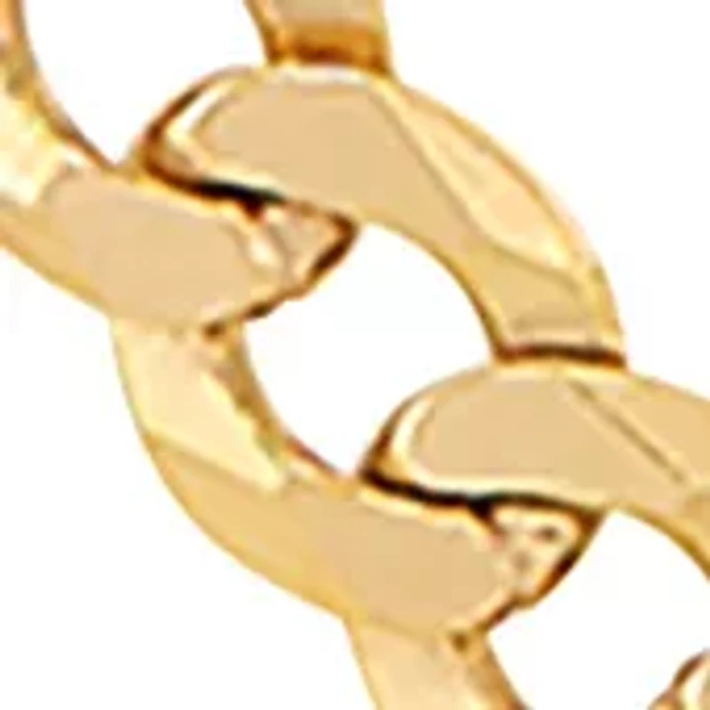 5 Millimeter Solid Flat Curb Chain Necklace in Gold Over Sterling Silver