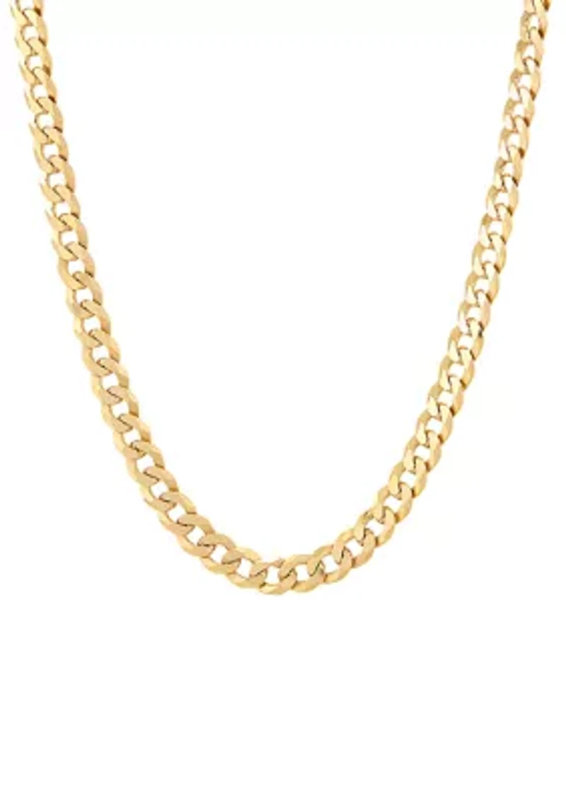 5 Millimeter Solid Flat Curb Chain Necklace in Gold Over Sterling Silver