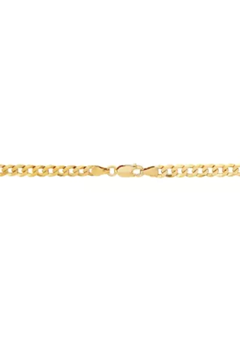 5 Millimeter Solid Flat Curb Chain Necklace in Gold Over Sterling Silver