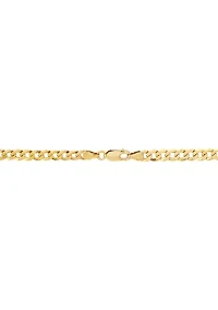 5 Millimeter Solid Flat Curb Chain Necklace in Gold Over Sterling Silver