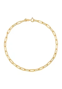 3.9 Millimeter Solid Paperclip Chain Bracelet in Gold Over Sterling Silver