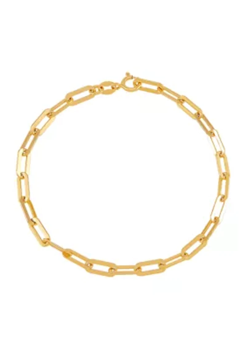 3.9 Millimeter Solid Paperclip Chain Bracelet in Gold over Sterling Silver
