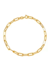 3.9 Millimeter Solid Paperclip Chain Bracelet in Gold over Sterling Silver
