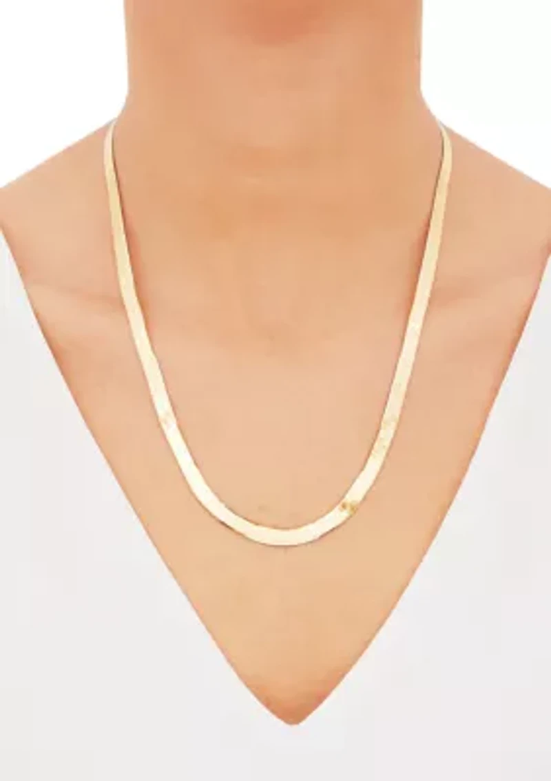 5.4 Millimeter Solid Herringbone Chain Necklace in Gold Over Sterling Silver