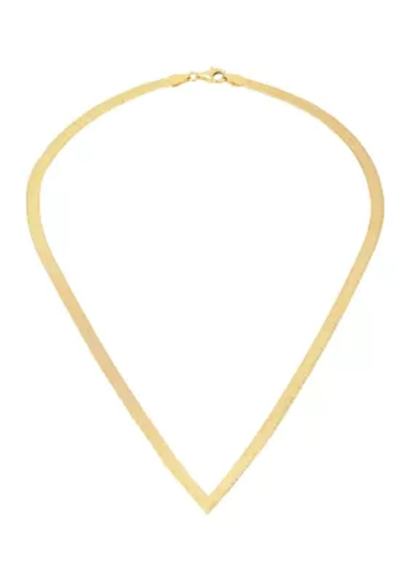 Chevron Herringbone Chain Necklace in Gold over Sterling Silver
