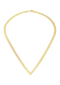 Chevron Herringbone Chain Necklace in Gold over Sterling Silver