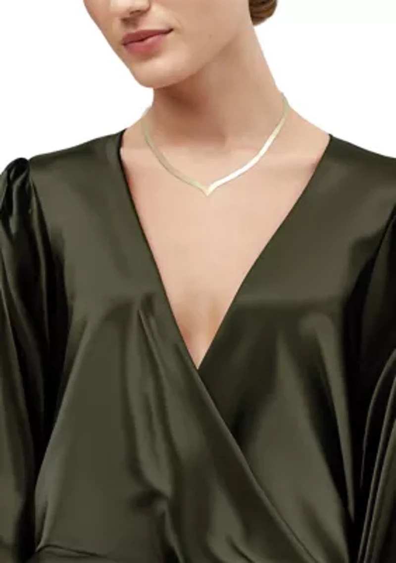 Chevron Herringbone Chain Necklace in Gold over Sterling Silver