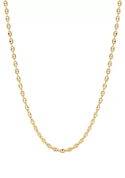 Tranciato 3.3 Millimeter Mariner Chain Necklace in Gold Over Sterling Silver