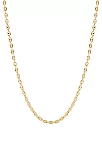Tranciato 3.3 Millimeter Mariner Chain Necklace in Gold Over Sterling Silver