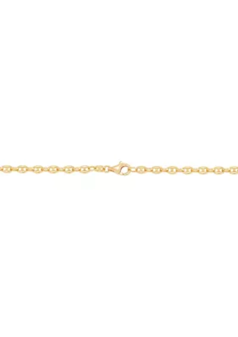 Tranciato 3.3 Millimeter Mariner Chain Necklace in Gold Over Sterling Silver