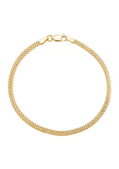 3 Millimeter Solid Tulipano Chain Bracelet in Gold Over Silver