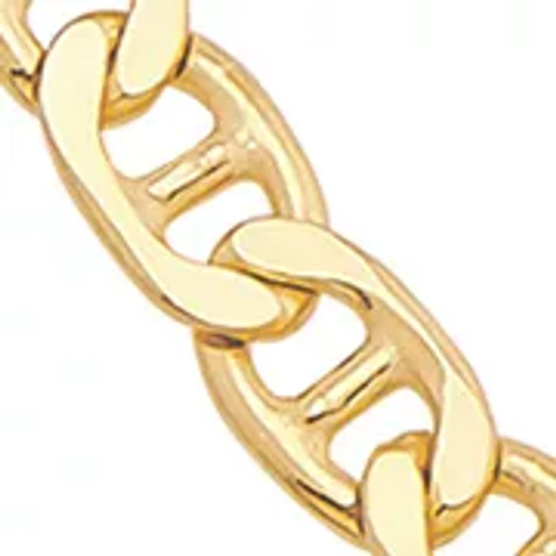2.9 Millimeter Solid Flat Mariner Chain Bracelet in Gold Over Sterling Silver
