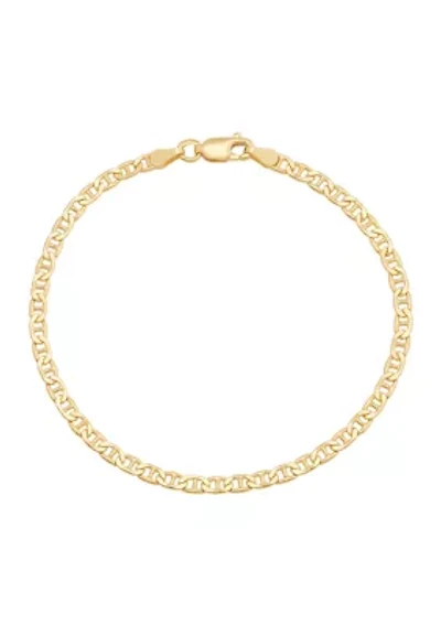 2.9 Millimeter Solid Flat Mariner Chain Bracelet in Gold Over Sterling Silver