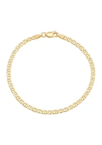 2.9 Millimeter Solid Flat Mariner Chain Bracelet in Gold Over Sterling Silver