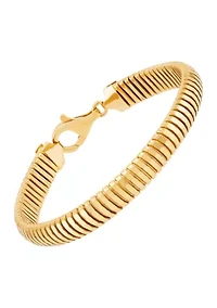 Heavy Hollow Tubogas Chain Bracelet in Gold Over Silver