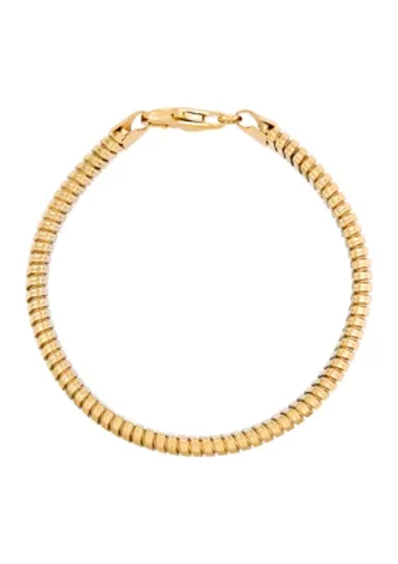 Heavy Hollow Tubogas Chain Bracelet in Gold Over Silver