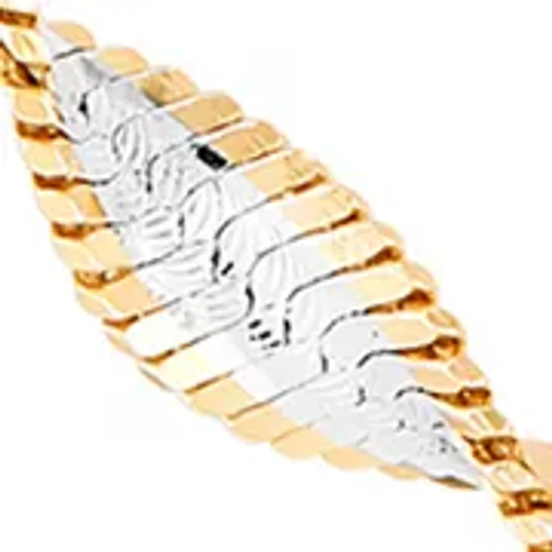 Solid Twisted Herringbone Chain Necklace in Gold Over Silver