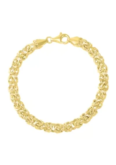 Heavy Hollow Byzantine Chain Bracelet in Gold Over Sterling Silver
