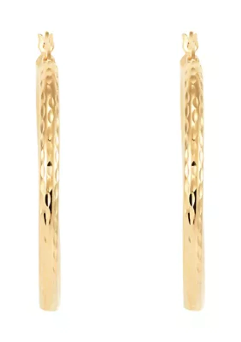 Round Tube Hoop Earrings in Gold Over Sterling Silver