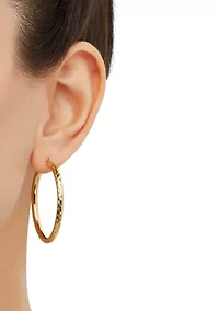 Round Tube Hoop Earrings in Gold Over Sterling Silver