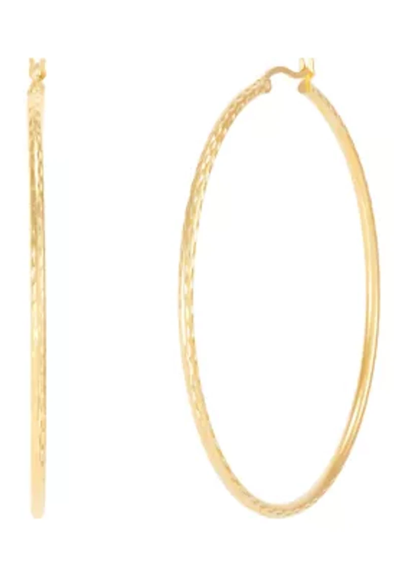 Round Tube Hoop Earrings in Gold Over Sterling Silver