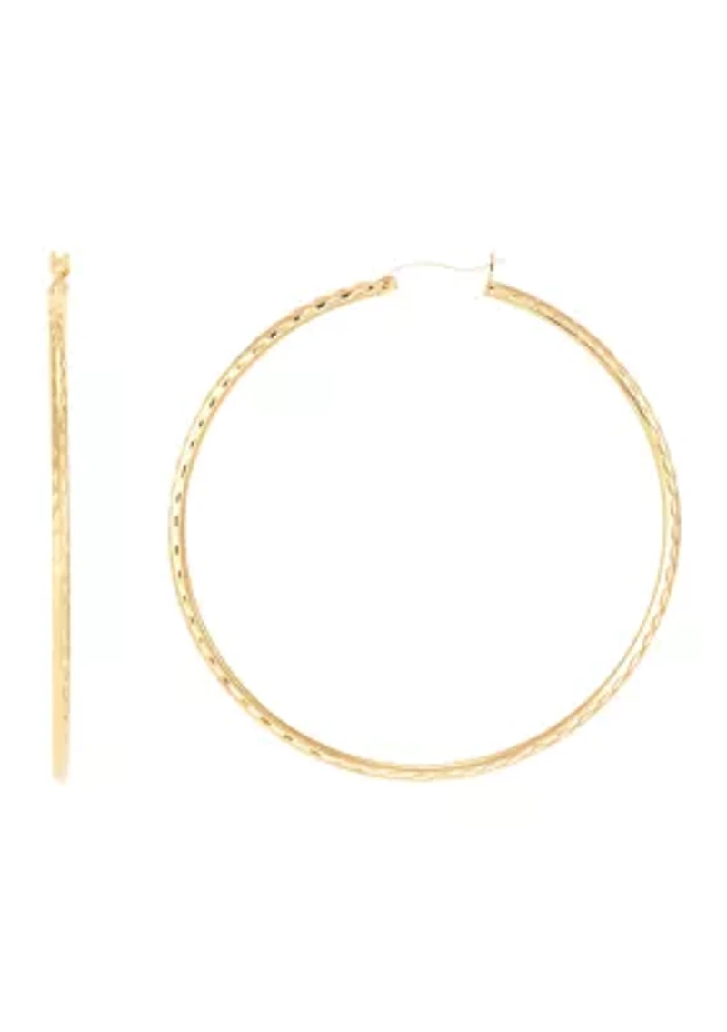 Round Tube Hoop Earrings in Gold Over Sterling Silver