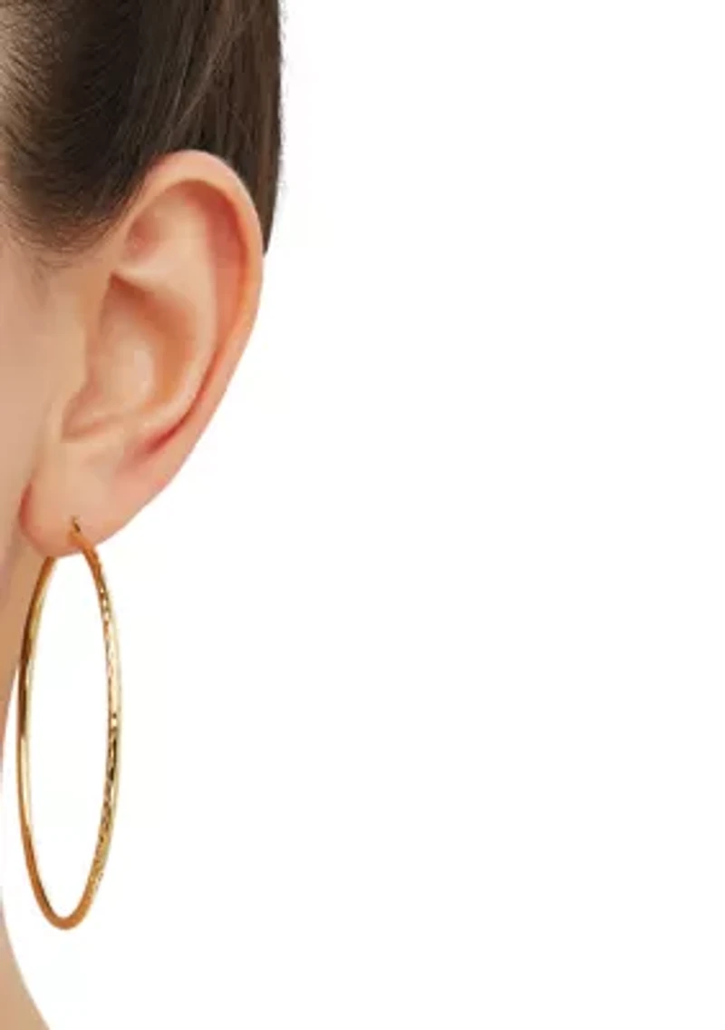 Round Tube Hoop Earrings in Gold Over Sterling Silver