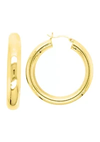 6 mm x 40 mm Round Tube Hoop Earrings in Gold Over Sterling Silver