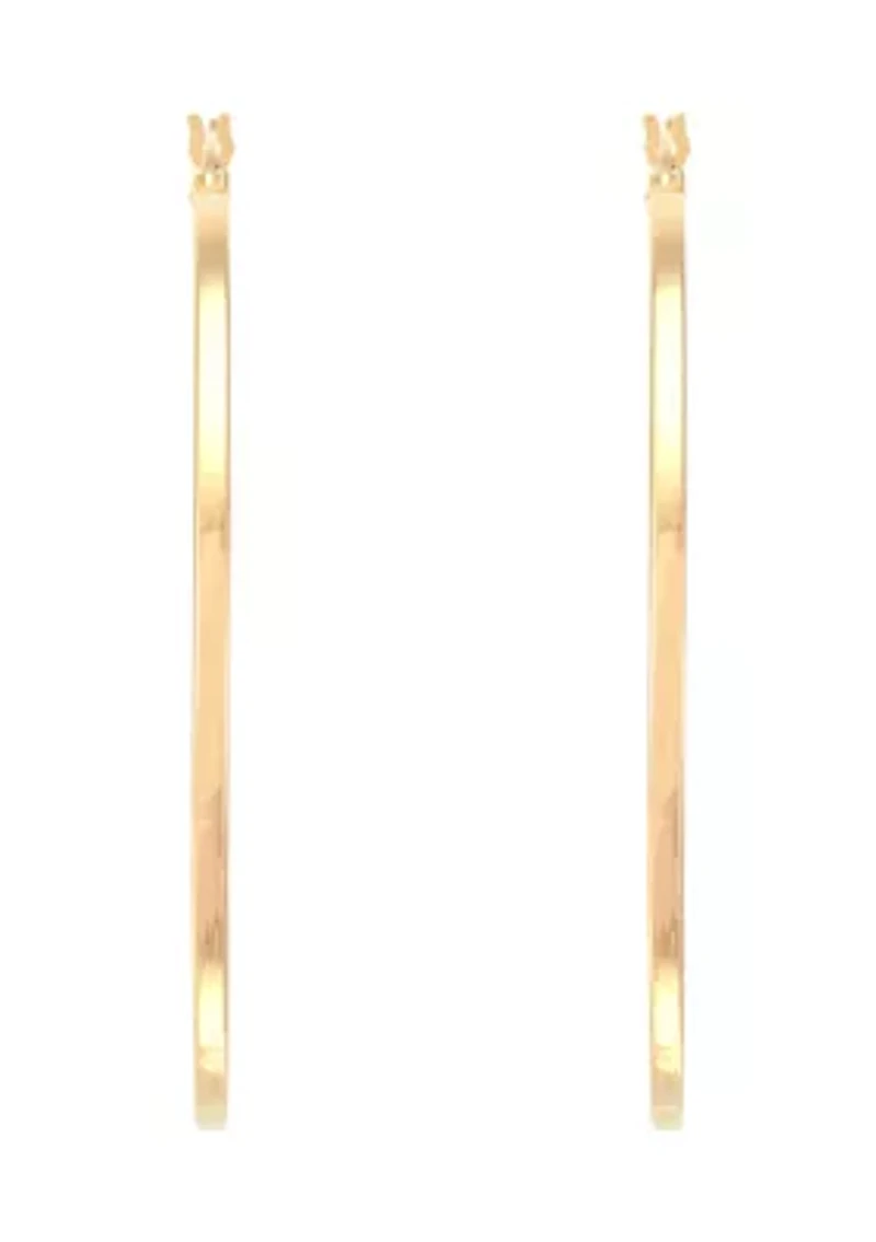 Square Tube Hoop Earrings in Gold Over Sterling Silver