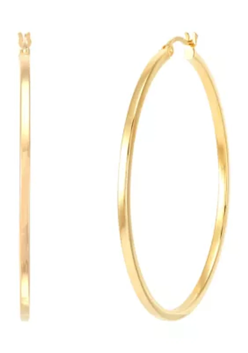 Square Tube Hoop Earrings in Gold Over Sterling Silver